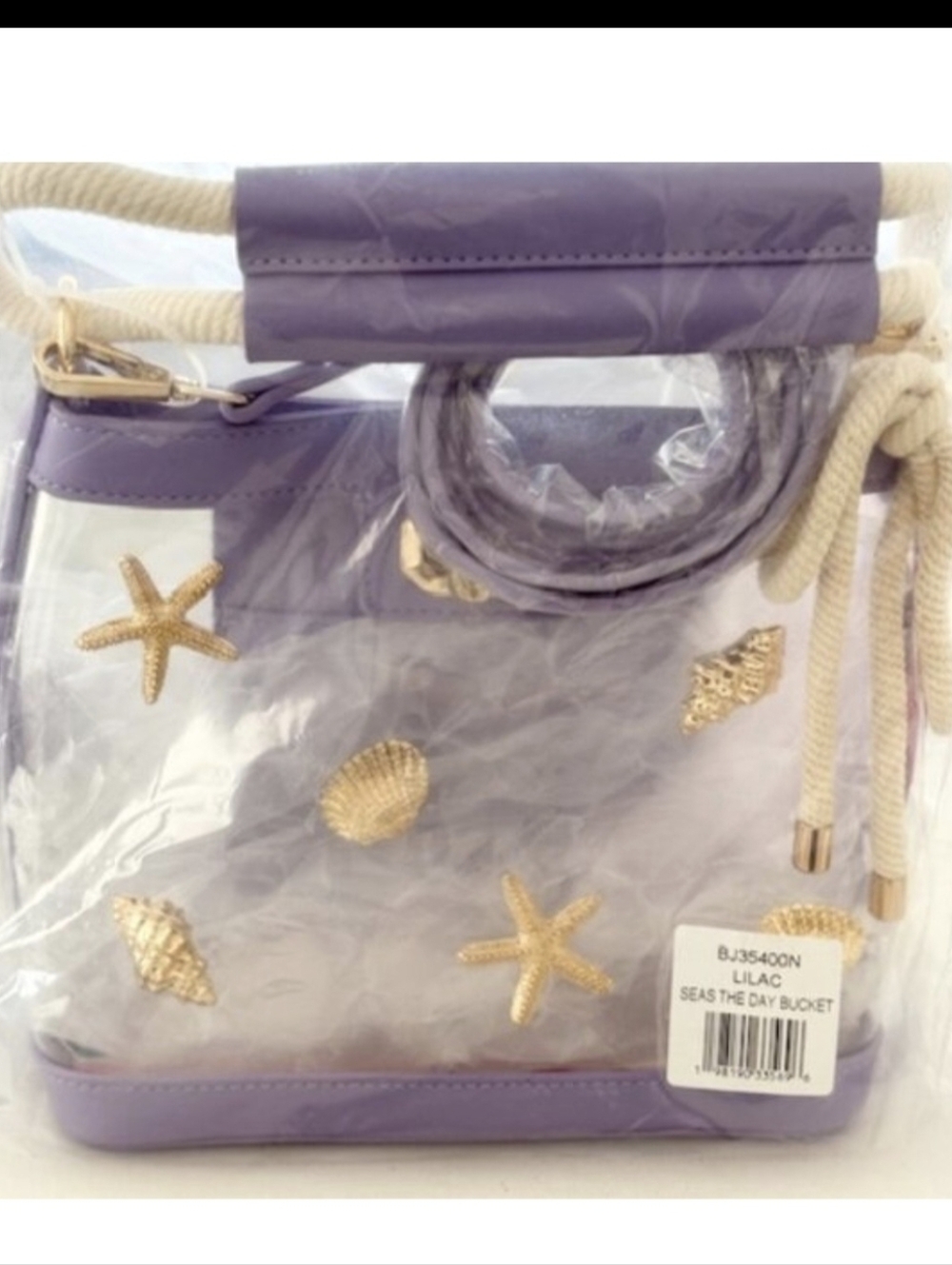 Betsey Johnson "Seas The Day" Clear Bucket Bag in Lilac NWT - Picture 7 of 7